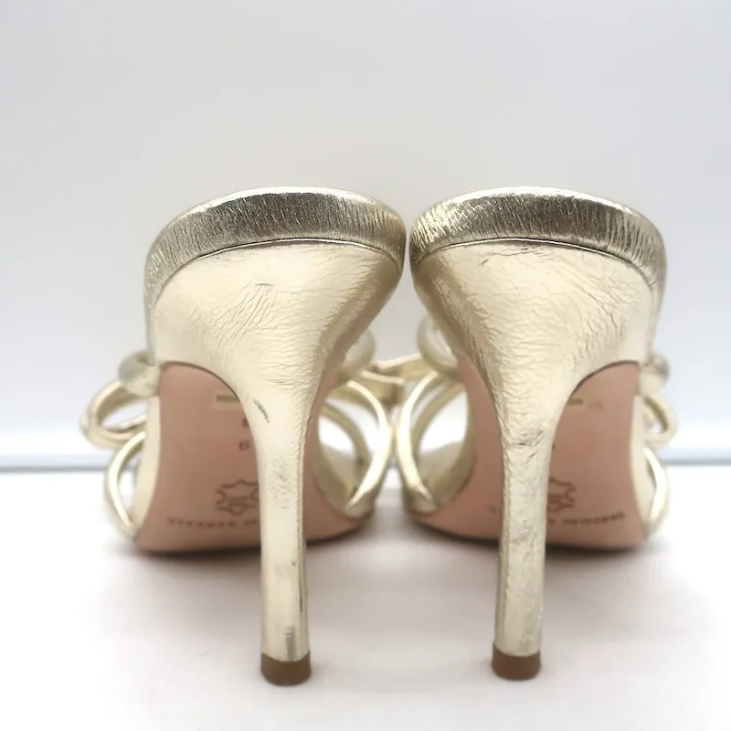 Loeffler Randall Margi Bogen-Sandalen Gold Metallic Leder Größe 9 NEU