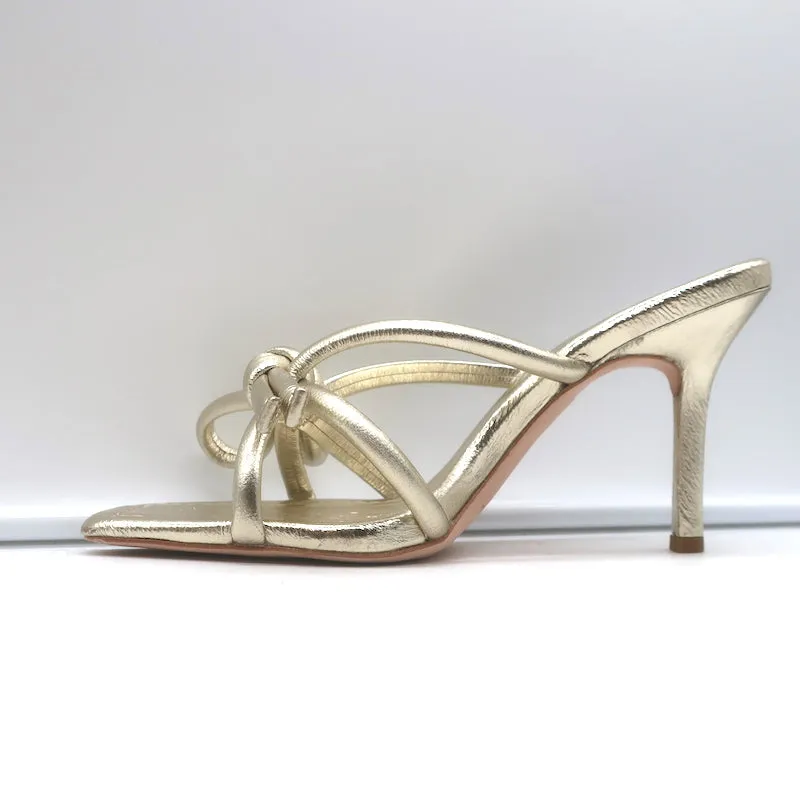 Loeffler Randall Margi Bogen-Sandalen Gold Metallic Leder Größe 9 NEU