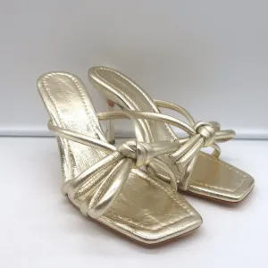 Loeffler Randall Margi Bogen-Sandalen Gold Metallic Leder Größe 9 NEU