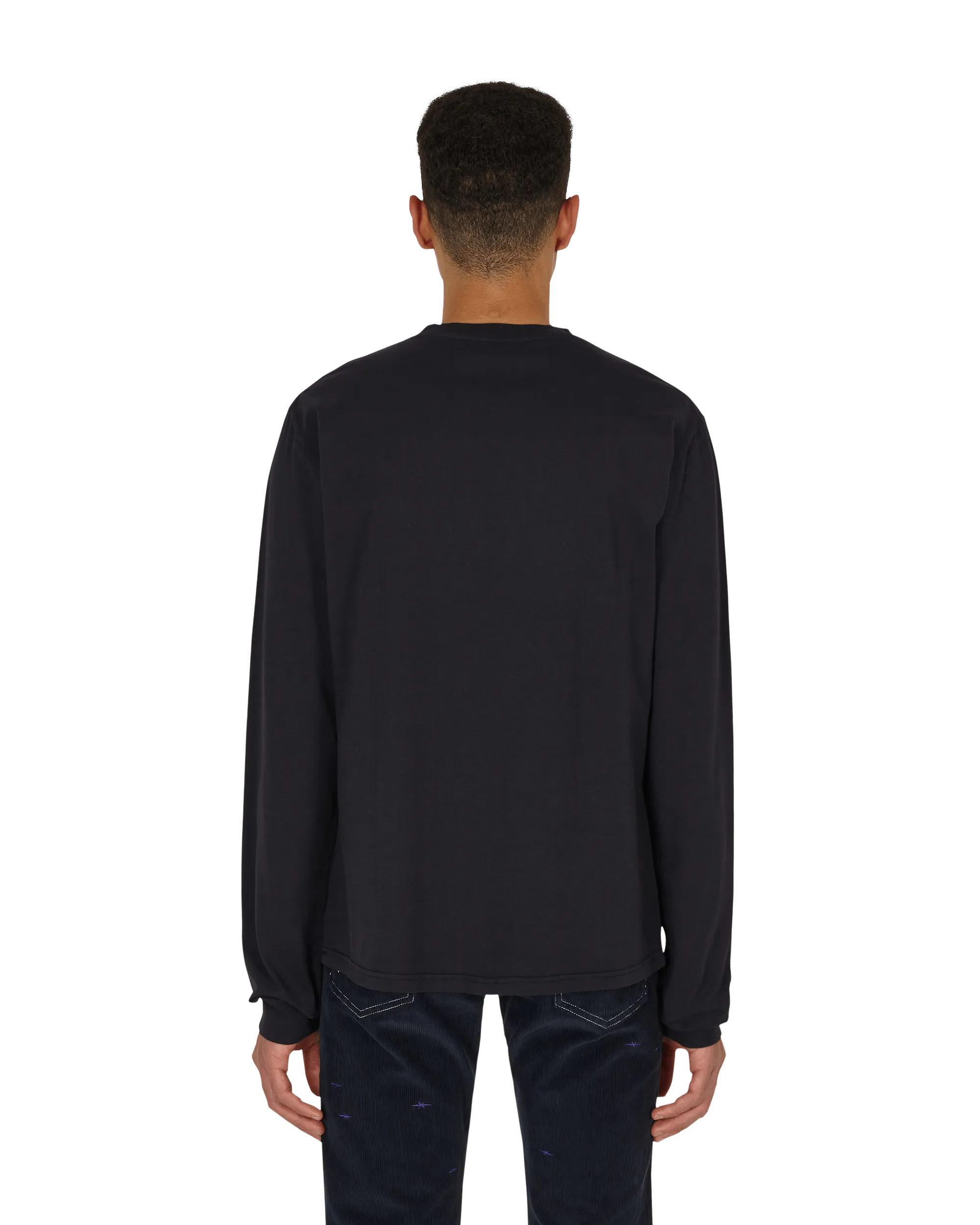 Logo-Grafik Langarm T-Shirt Blau