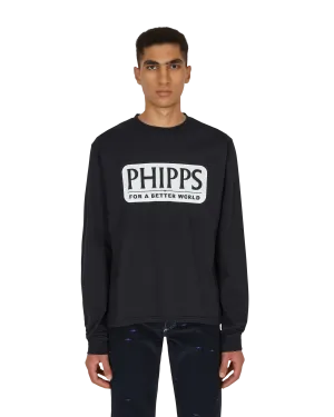 Logo-Grafik Langarm T-Shirt Blau