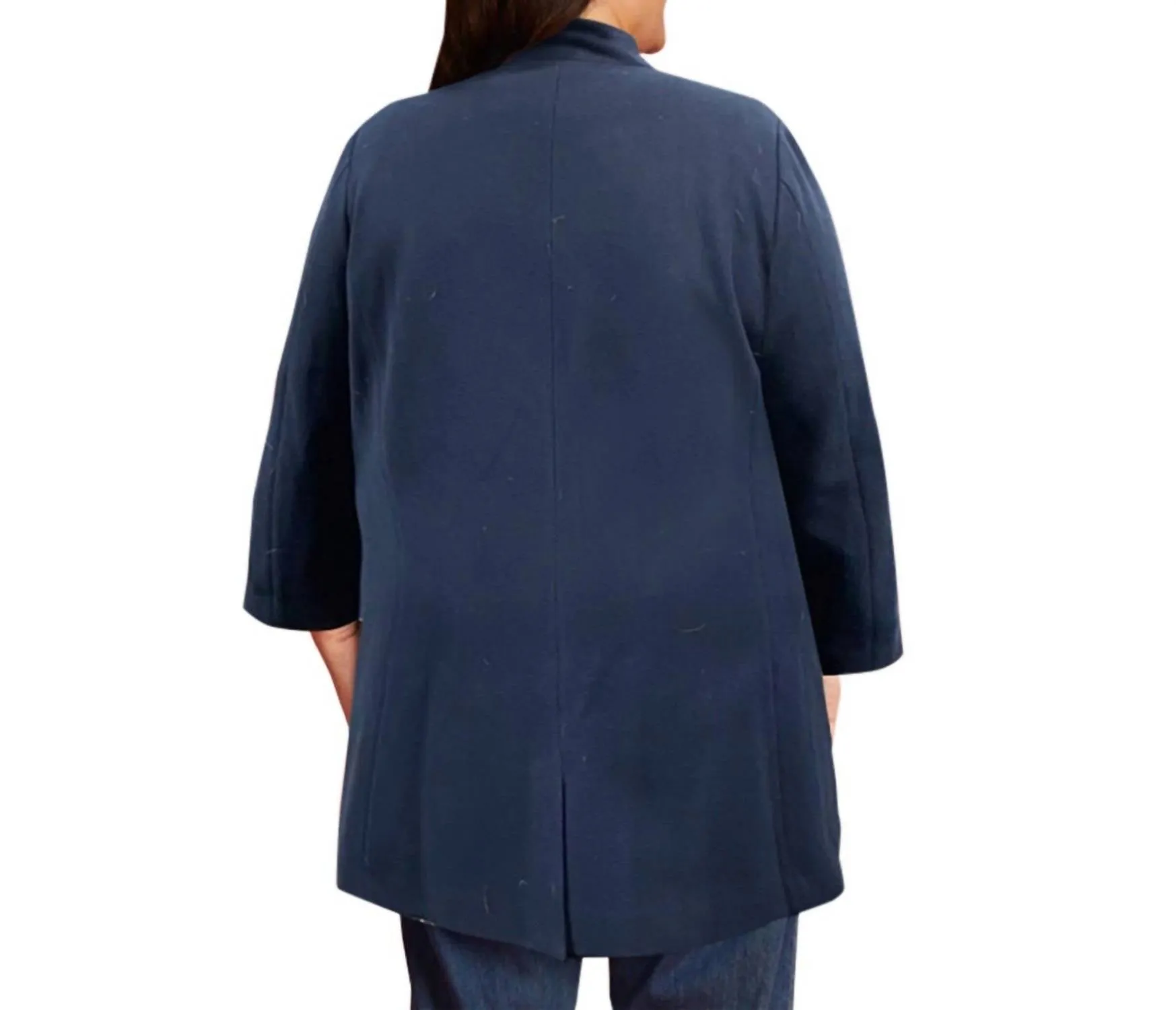 Langärmeliger Peacoat - Übergröße in Marineblau