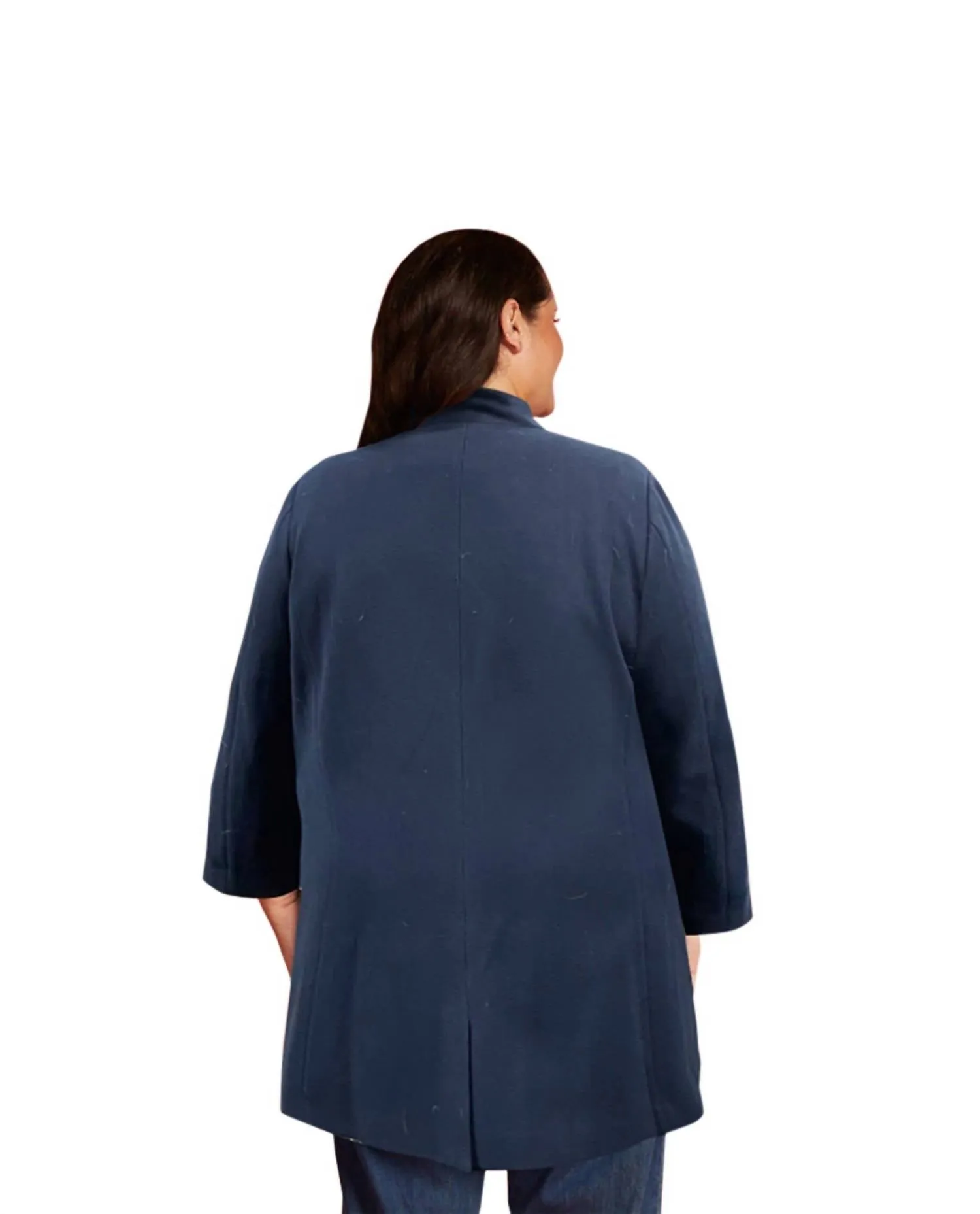 Langärmeliger Peacoat - Übergröße in Marineblau