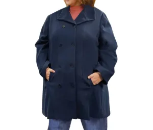 Langärmeliger Peacoat - Übergröße in Marineblau