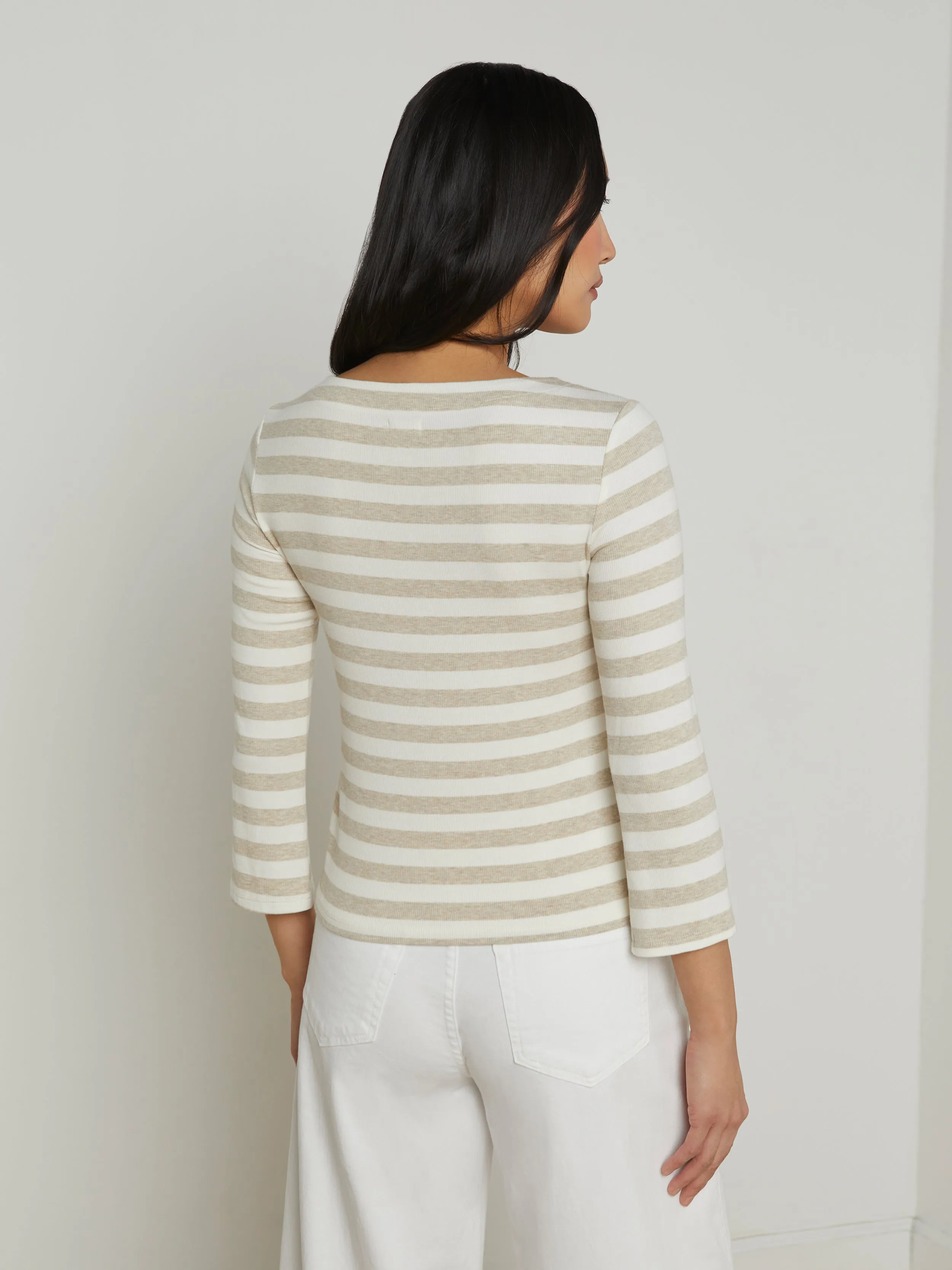 Lucille Gestreiftes Bootshals-Top
