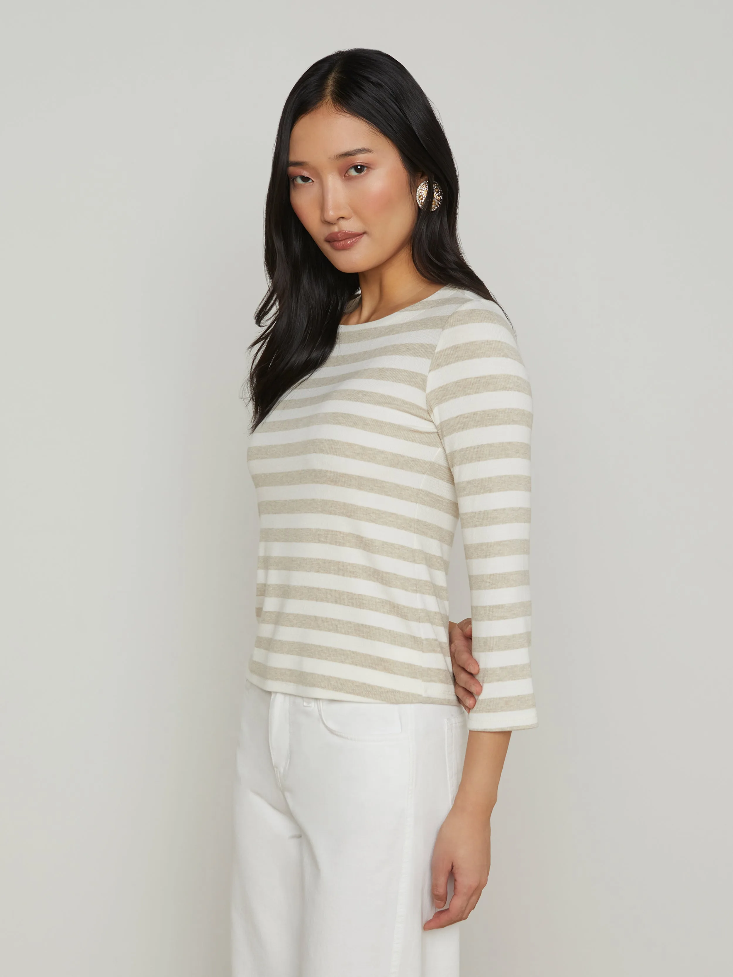 Lucille Gestreiftes Bootshals-Top