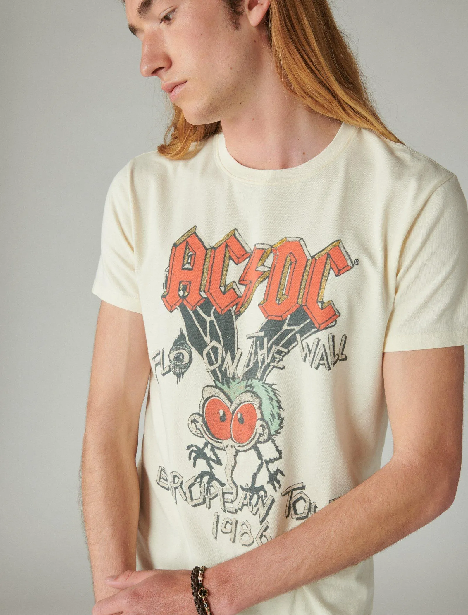 Lucky Brand Acdc Fly Tour T-Shirt Whitecap Grau Lucky Brand