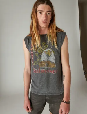 Lucky Brand Budweiser Adler Muskel-Shirt Tiefschwarz Lucky Brand