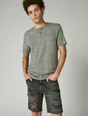 Lucky Brand Leinen Henley Heather Grau Lucky Brand