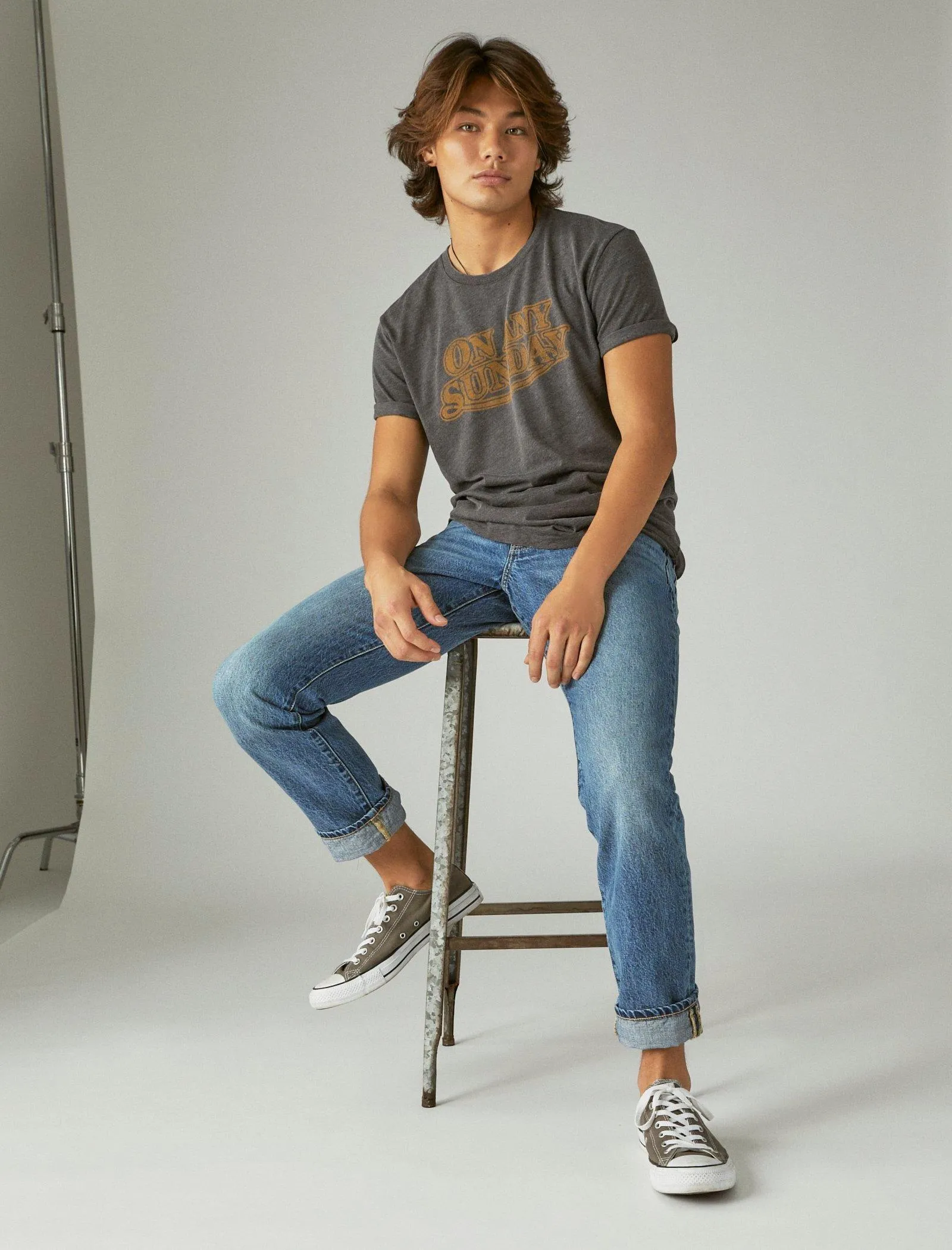 Lucky Brand An Jedem Sonntag Grafik T-Shirt Tiefschwarz Lucky Brand