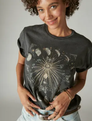 Lucky Brand Sun Boyfriend T-Shirt Tiefschwarz Lucky Brand