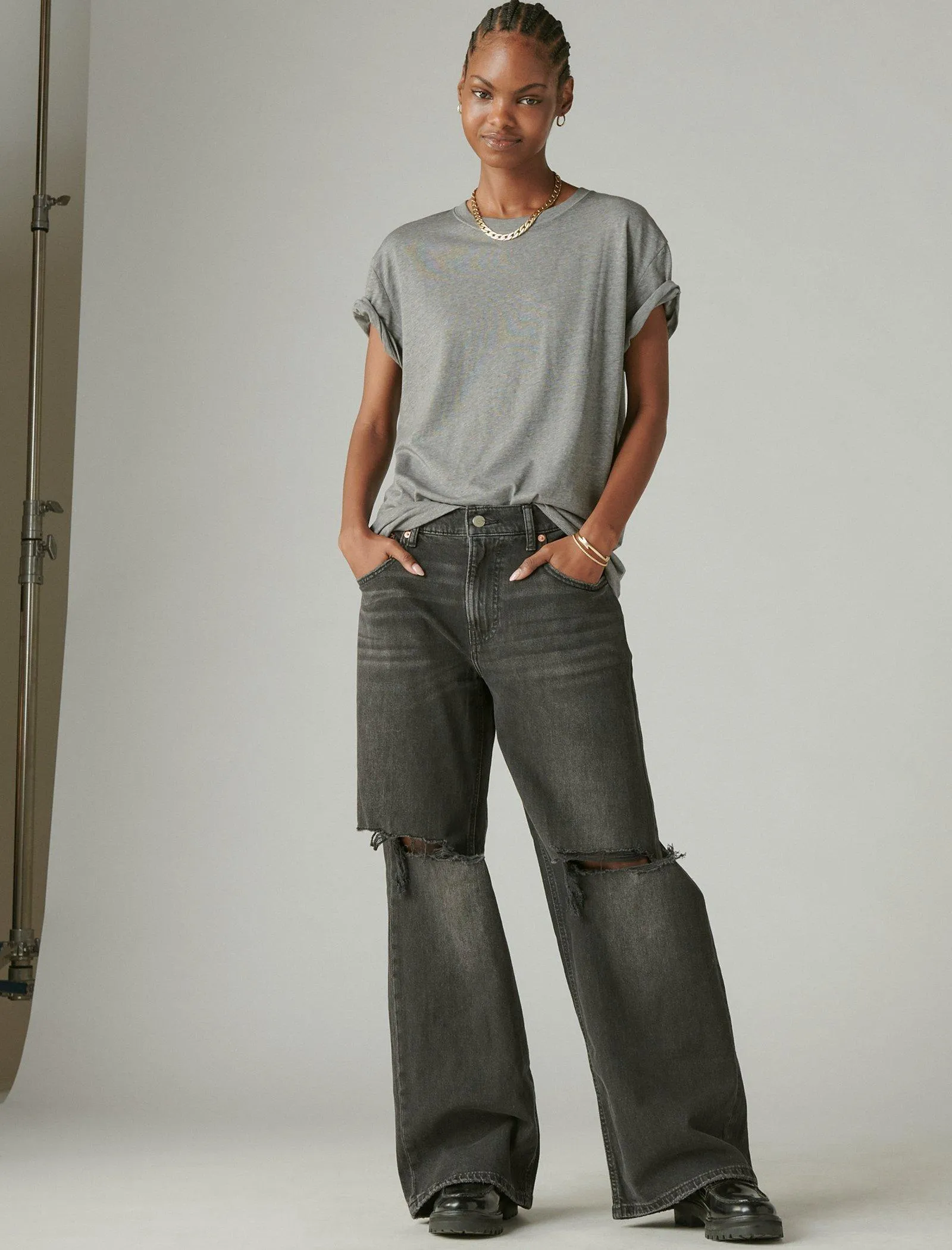 Lucky Brand The Boyfriend T-Shirt Asphalt Lucky Brand