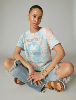 Lucky Brand Woodstock Tie Dye Boyfriend T-Shirt Aquamarin Lucky Brand