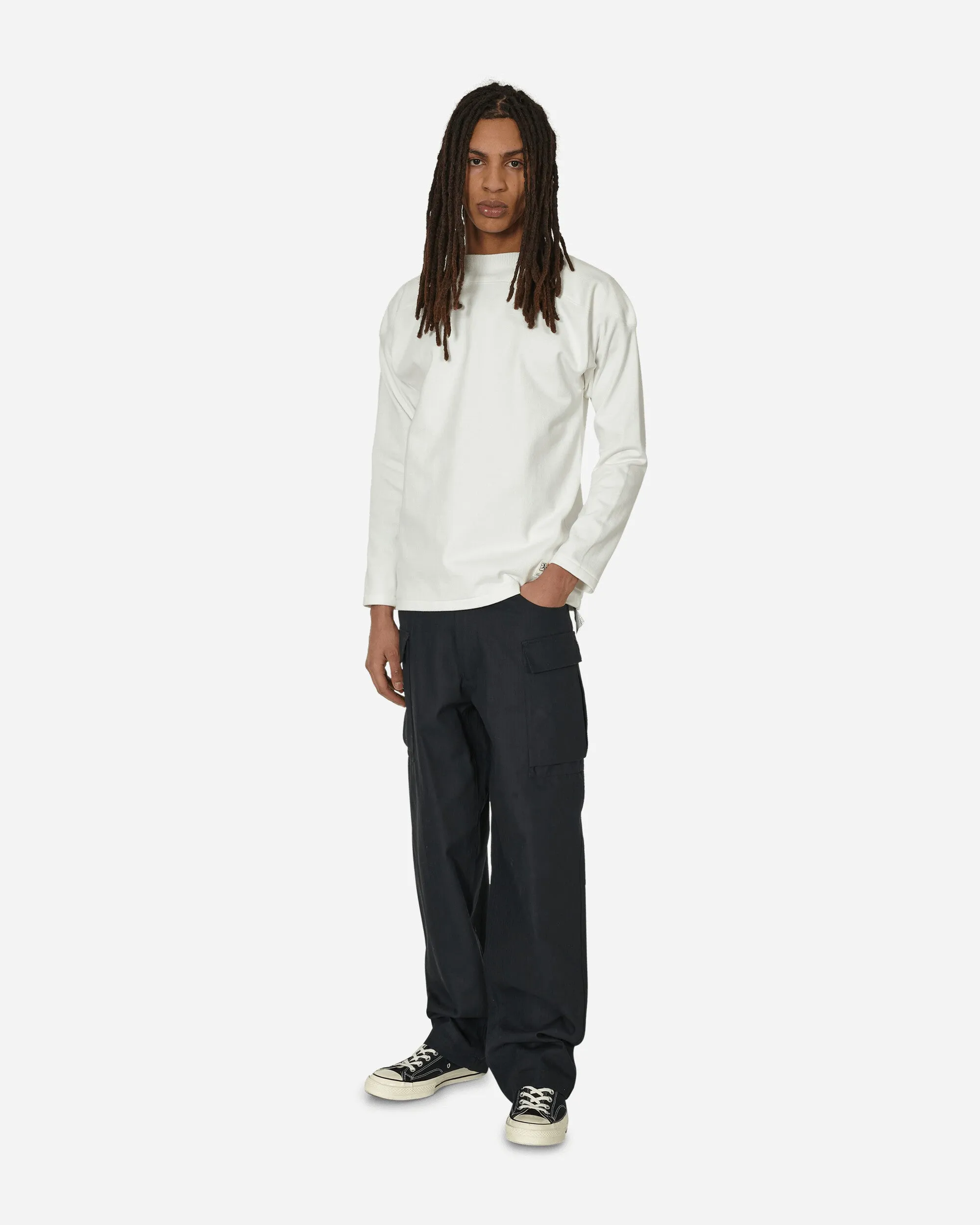 In Japan hergestelltes Crewneck Langarm T-Shirt Weiß