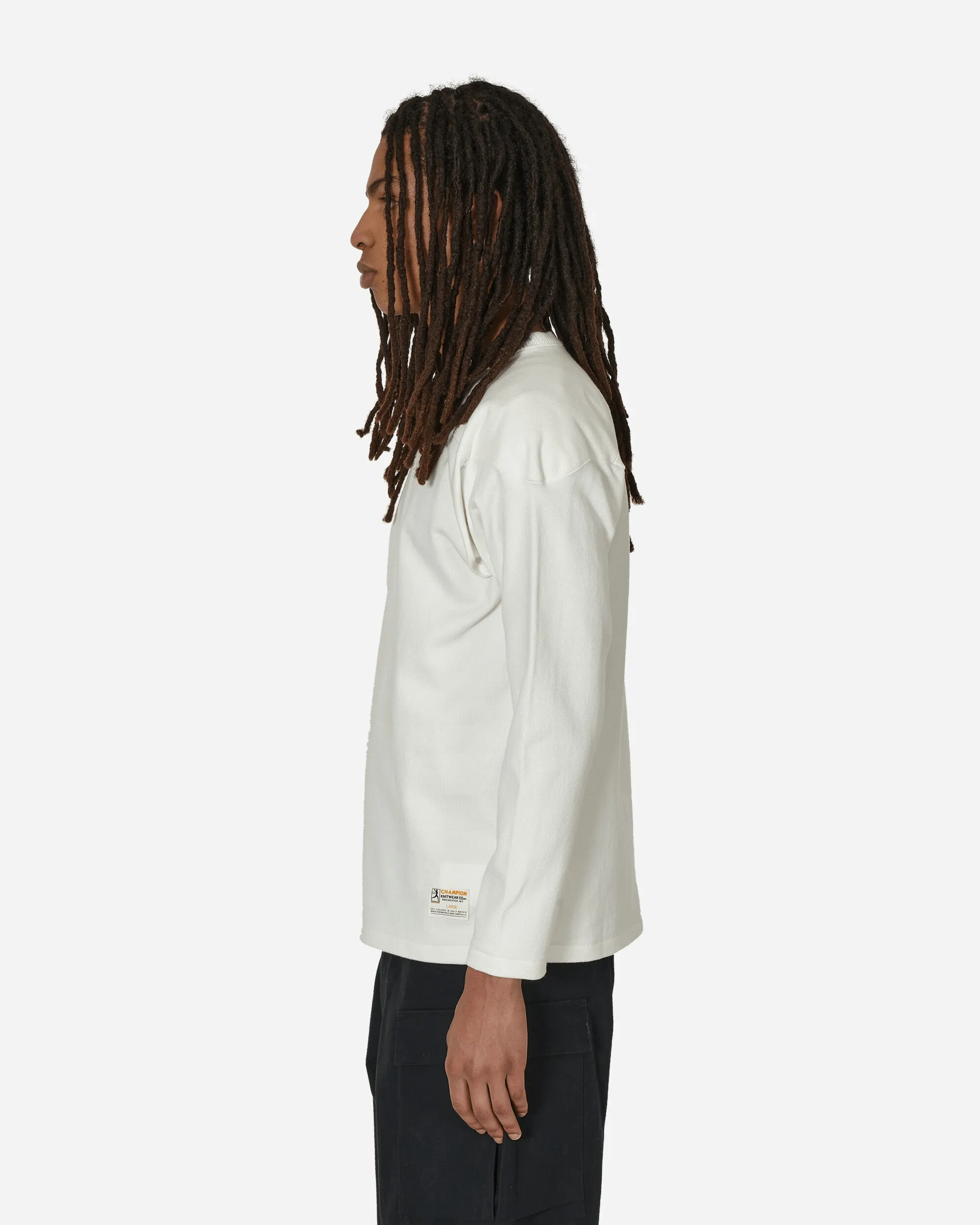 In Japan hergestelltes Crewneck Langarm T-Shirt Weiß