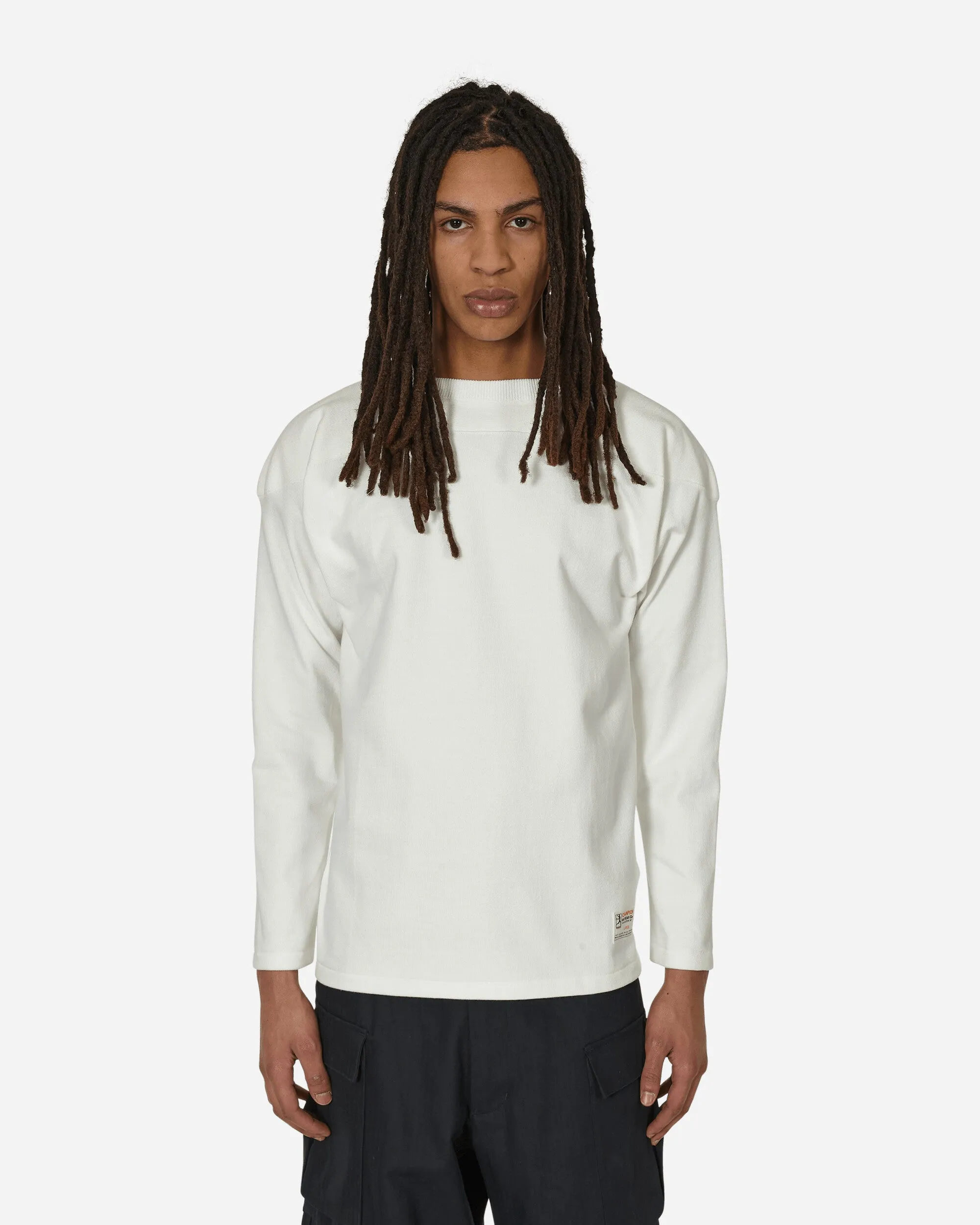 In Japan hergestelltes Crewneck Langarm T-Shirt Weiß