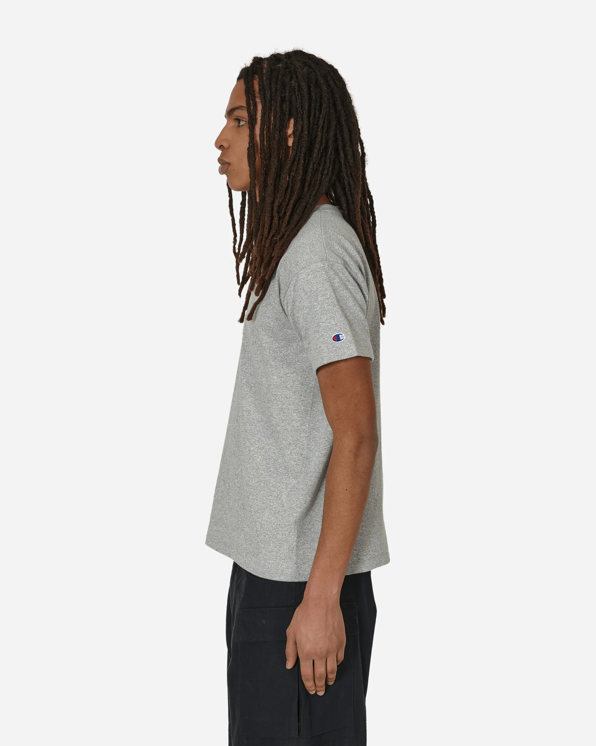 In Japan hergestelltes V-Ausschnitt T-Shirt in Oxford Grau