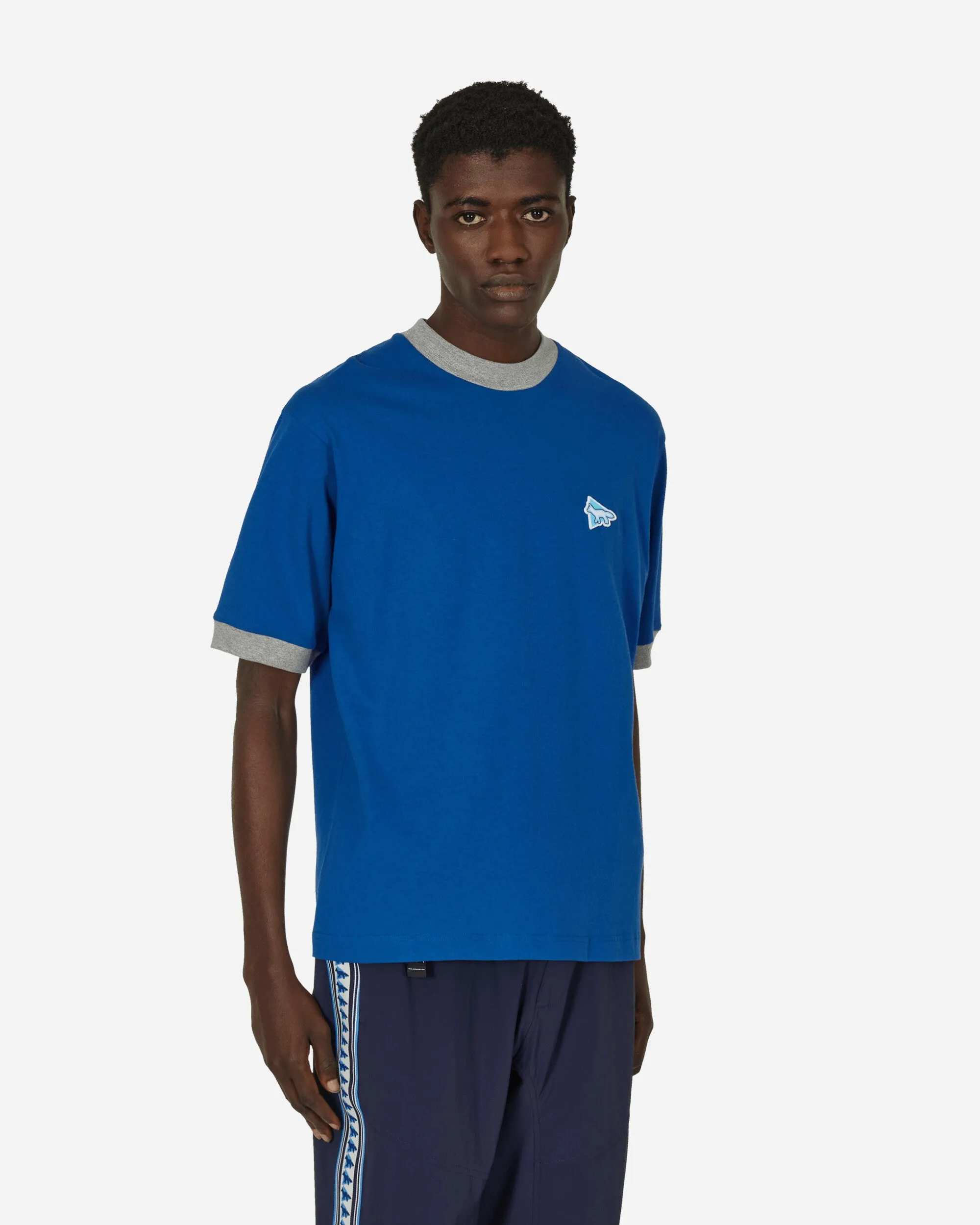 Maison Kitsuné Ringer Baumwoll-T-Shirt Blau
