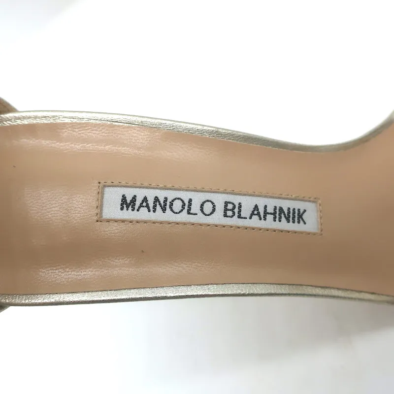 Manolo Blahnik Tres Riemchensandalen Gold Metallic Leder Größe 38.5 NEU