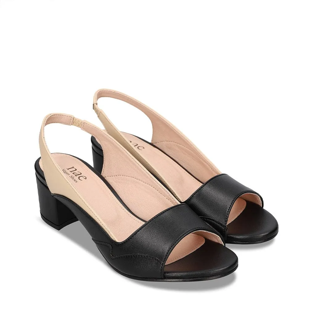 Mara Damen Vegane Apfel-Leder Slingback Pumps | Schwarz