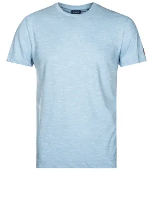 Marlierte Kurzarm-T-Shirt Wasserfallblau
