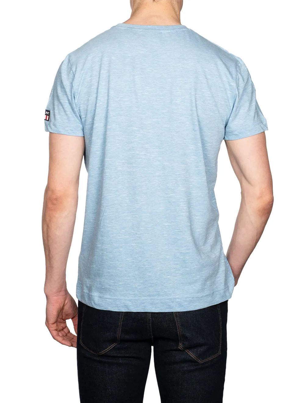 Marlierte Kurzarm-T-Shirt Wasserfallblau