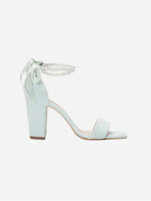 Melissa Vegan Wildleder Perlen Sandalen mit Absatz | Minzgrün