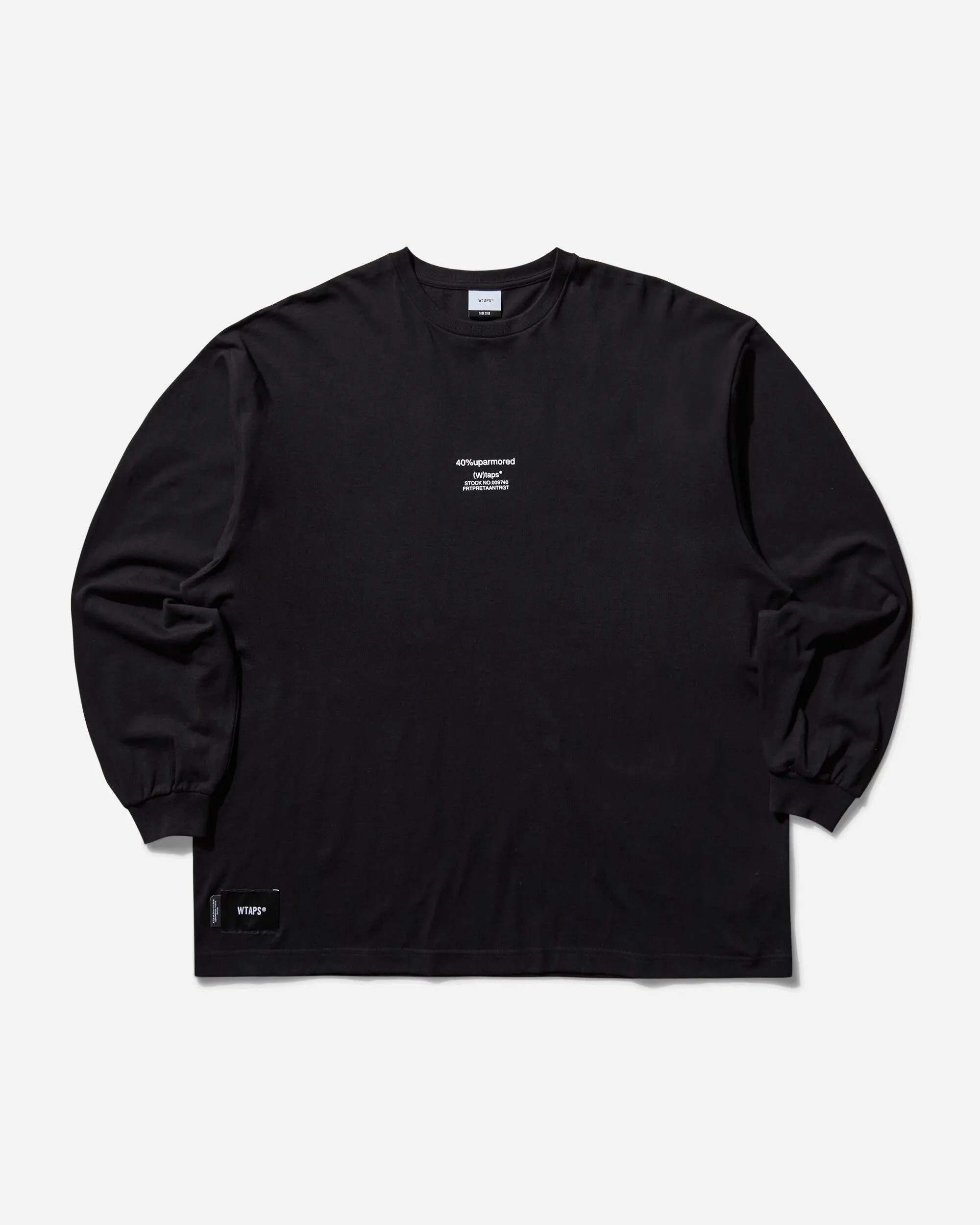 Herren 40PCT verstärktes Langarm-T-Shirt Schwarz
