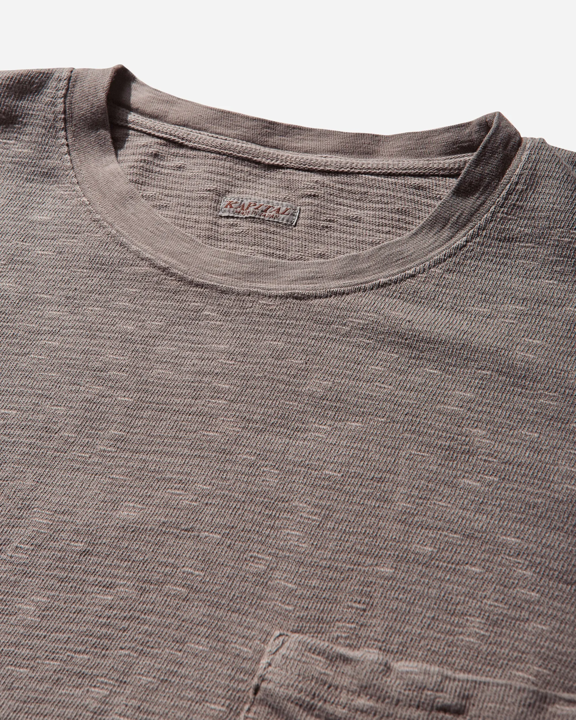 Herren Amuse Strick Langarm-T-Shirt mit Tasche Anthrazit