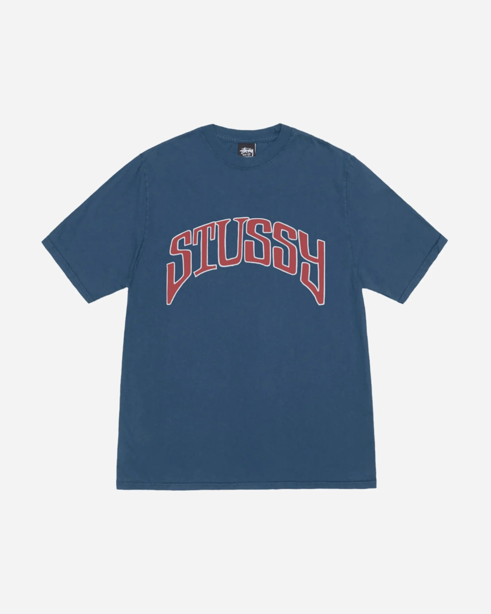 Herren T-Shirt mit Bogenausschnitt und Pigmentfärbung in Marineblau