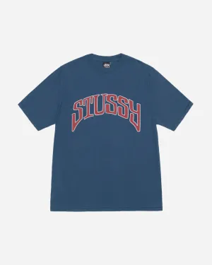 Herren T-Shirt mit Bogenausschnitt und Pigmentfärbung in Marineblau