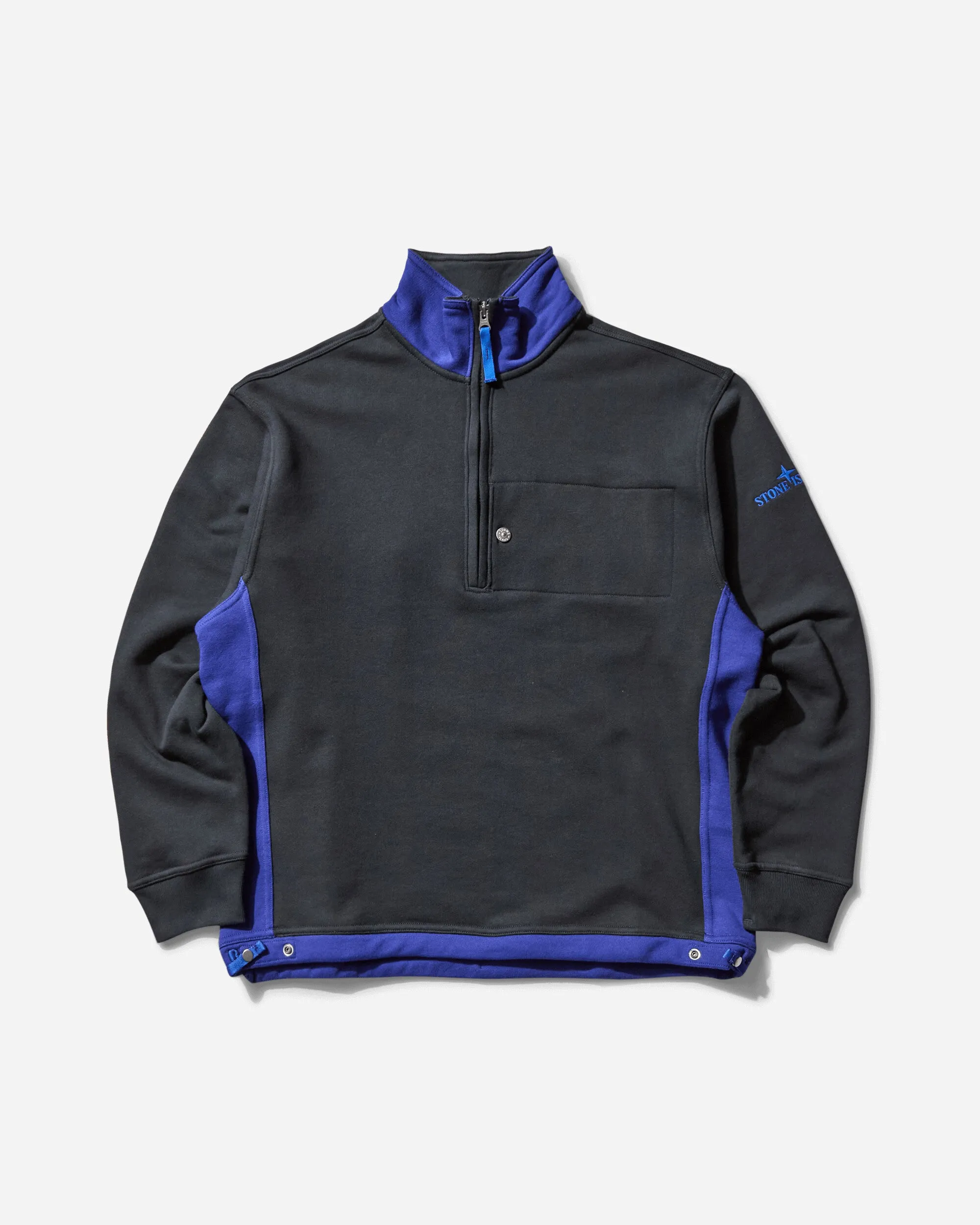 Herren Baumwoll-Fleece Pullover mit Halbzip-Ausschnitt in Marineblau