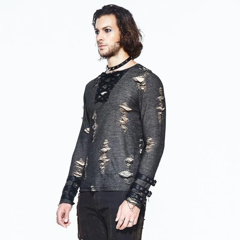 Herren T-Shirt mit Rundhalsausschnitt im Grunge-Goth-Stil