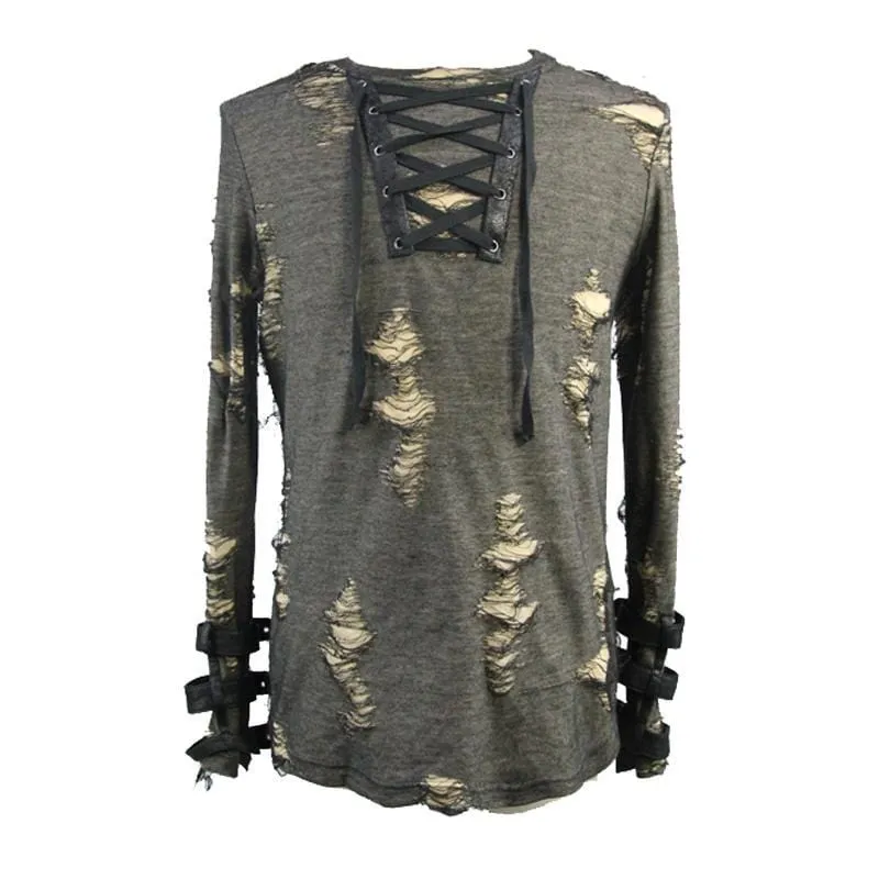 Herren T-Shirt mit Rundhalsausschnitt im Grunge-Goth-Stil