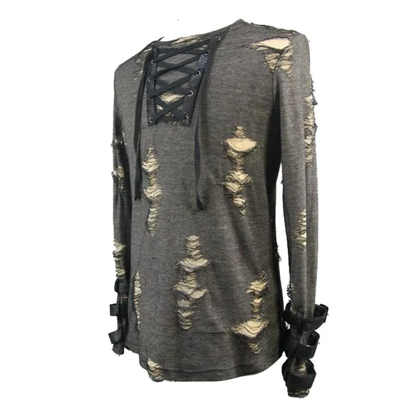 Herren T-Shirt mit Rundhalsausschnitt im Grunge-Goth-Stil