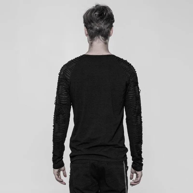 Herren T-Shirt mit zerrissenen Ärmeln im Punk-Stil