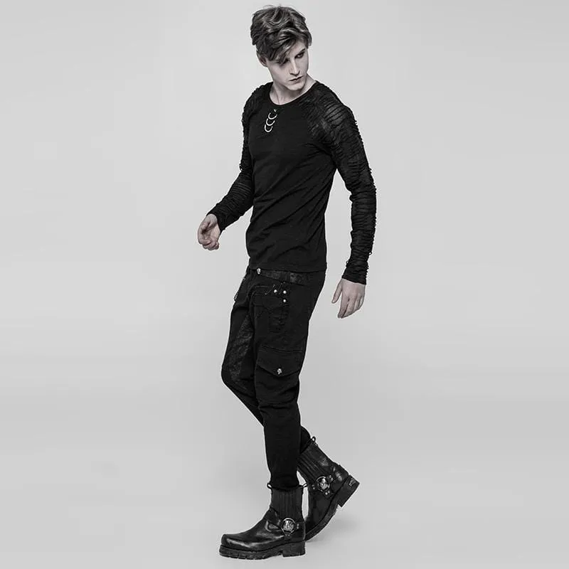 Herren T-Shirt mit zerrissenen Ärmeln im Punk-Stil