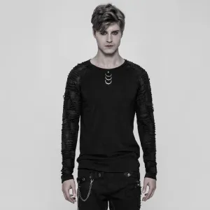 Herren T-Shirt mit zerrissenen Ärmeln im Punk-Stil