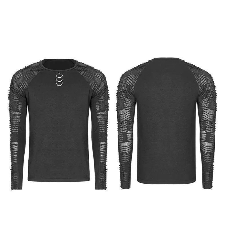 Herren T-Shirt mit zerrissenen Ärmeln im Punk-Stil
