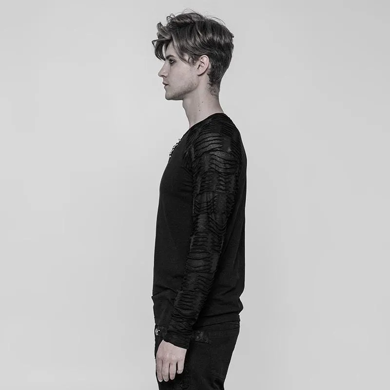 Herren T-Shirt mit zerrissenen Ärmeln im Punk-Stil