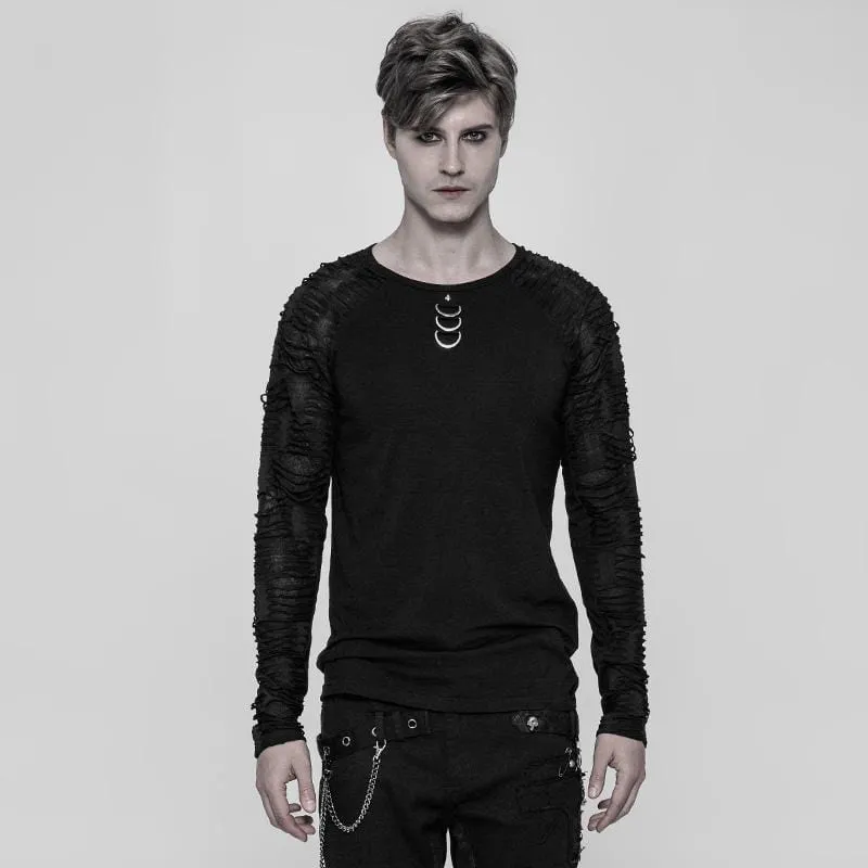 Herren T-Shirt mit zerrissenen Ärmeln im Punk-Stil