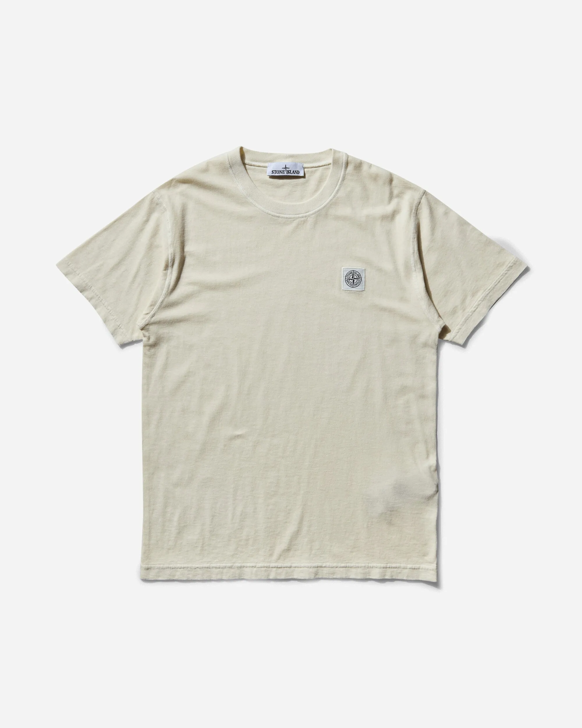 Herren Logo T-Shirt in Elfenbein mit Garment-Dyed-Optik