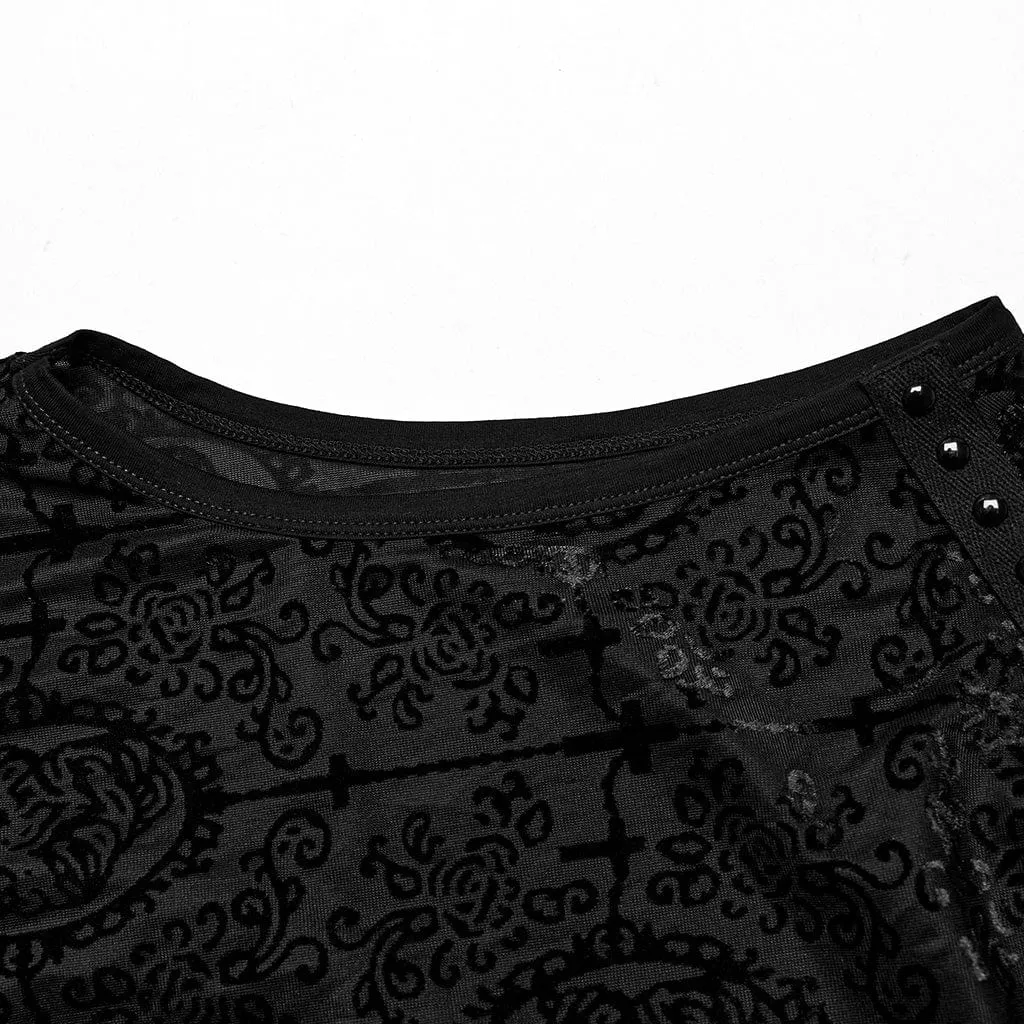 Herren Gothic Perlenbesetztes Flock-Tanktop mit Kreuz
