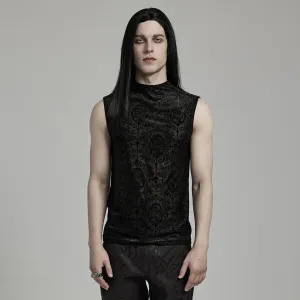 Herren Gothic Perlenbesetztes Flock-Tanktop mit Kreuz