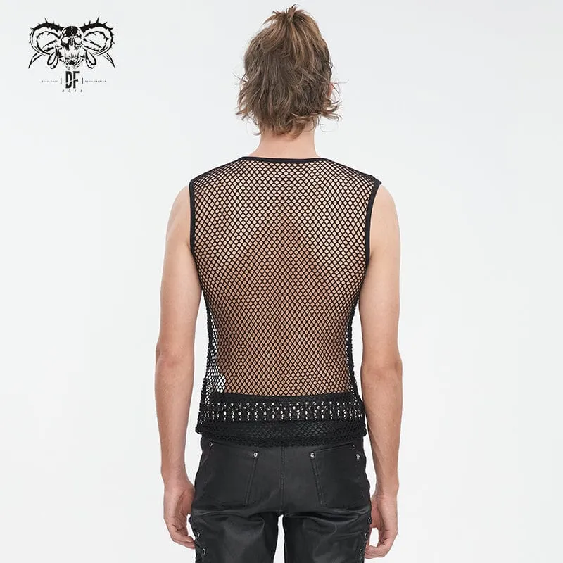 Herren Gothic Bullet Durchsichtiges Mesh Tanktop