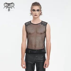 Herren Gothic Bullet Durchsichtiges Mesh Tanktop