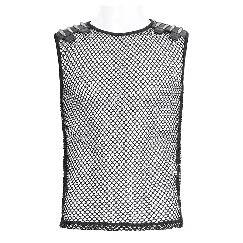 Herren Gothic Bullet Durchsichtiges Mesh Tanktop