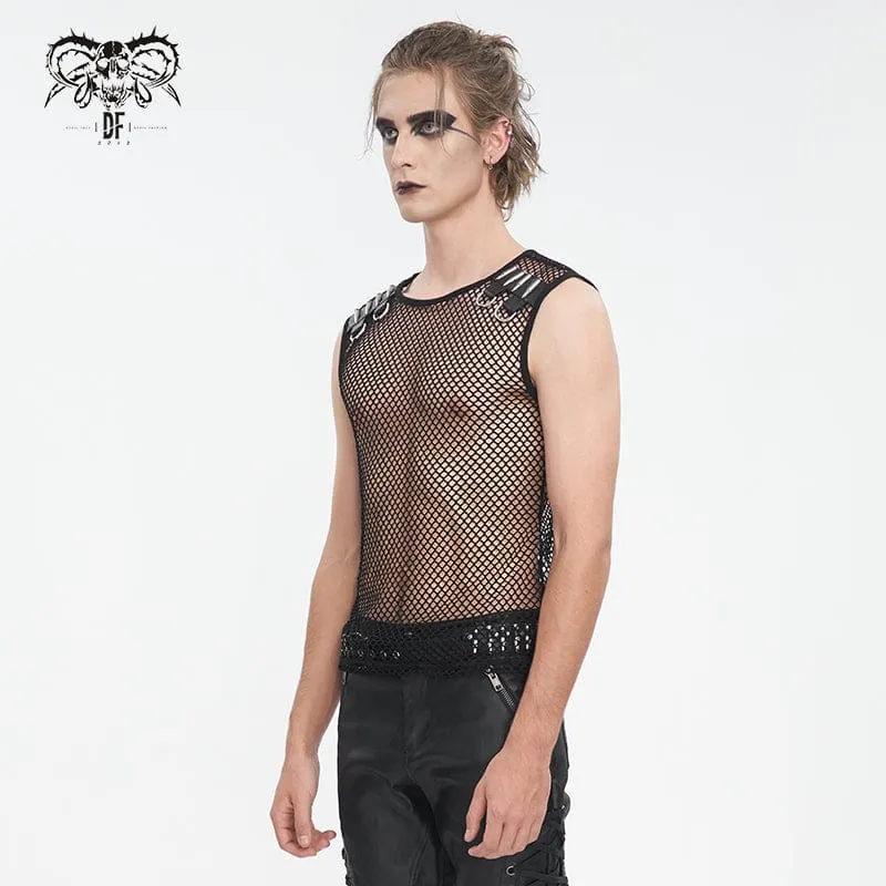 Herren Gothic Bullet Durchsichtiges Mesh Tanktop