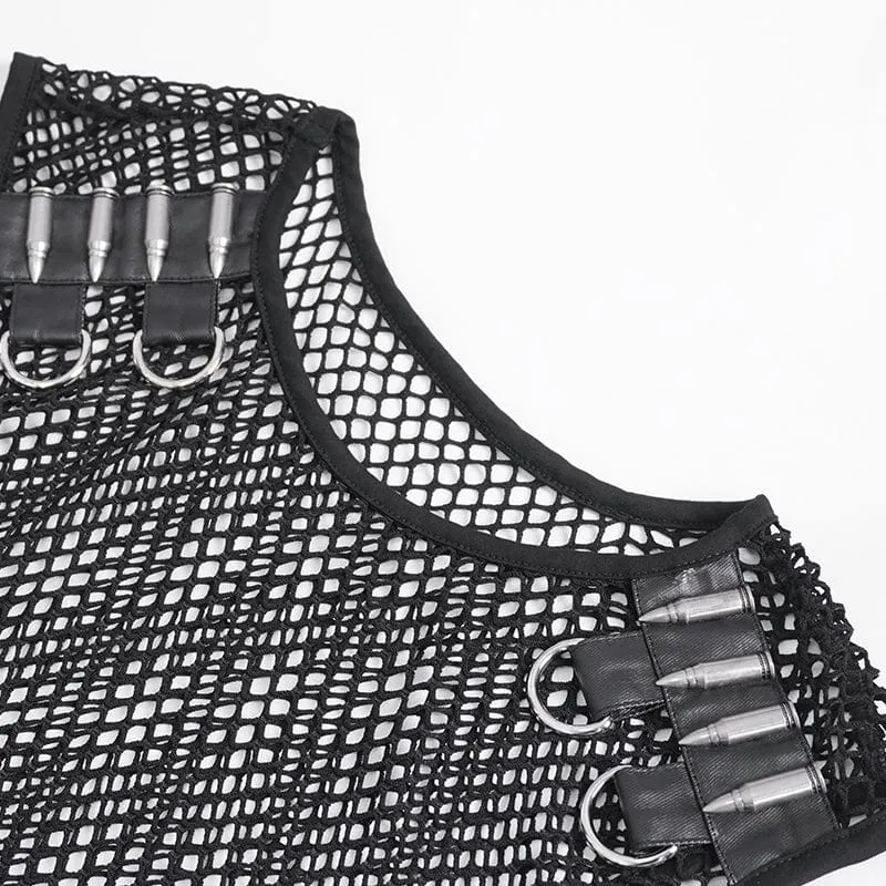 Herren Gothic Bullet Durchsichtiges Mesh Tanktop