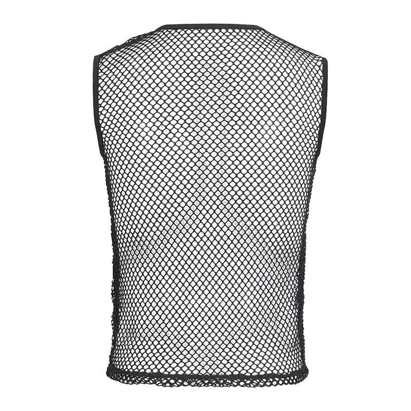 Herren Gothic Bullet Durchsichtiges Mesh Tanktop